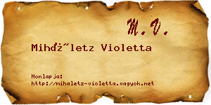 Miháletz Violetta névjegykártya